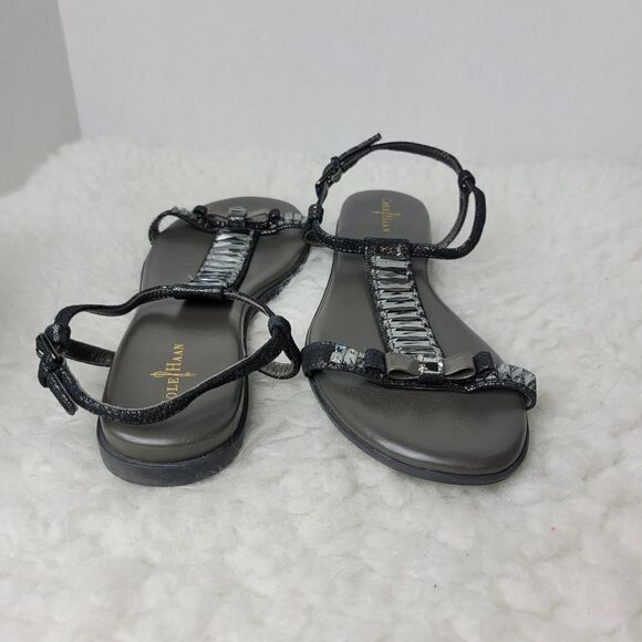 Cole Haan & Nike Colab Wemens Size 7.5 Sandals  Crystal Bow Bling Ankle Strap - Picture 7 of 9